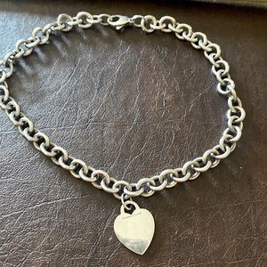 TIFFANY & CO HEART TAG CHAIN LINK NECKLACE STERLING SILVER 925